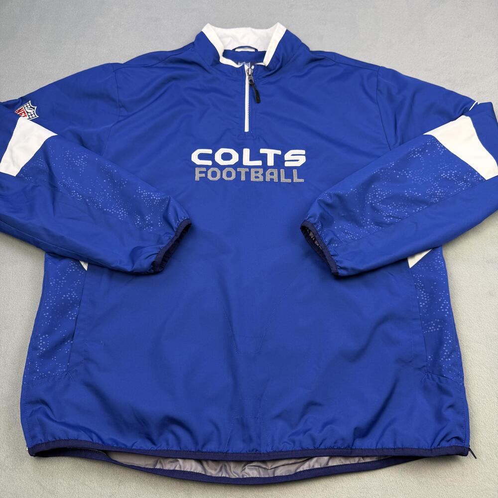 Indianapolis Colts Jacket Mens Medium Blue NFL Football Reebok 1/4 Zip Pullover